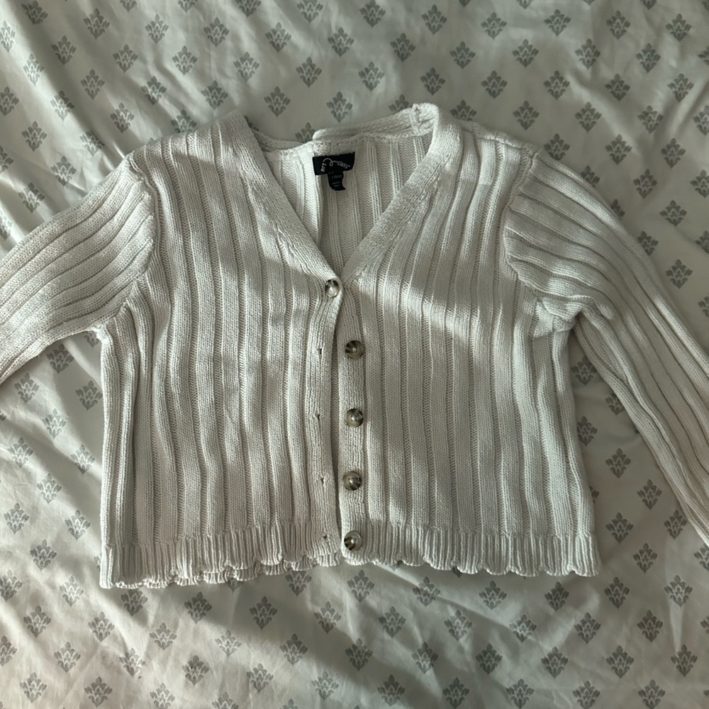 Women's White Ribbed Sweater